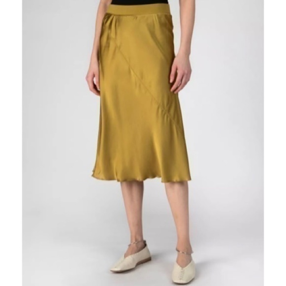 ATM Anthony Thomas Melillo Silk Pull-On Skirt Gold